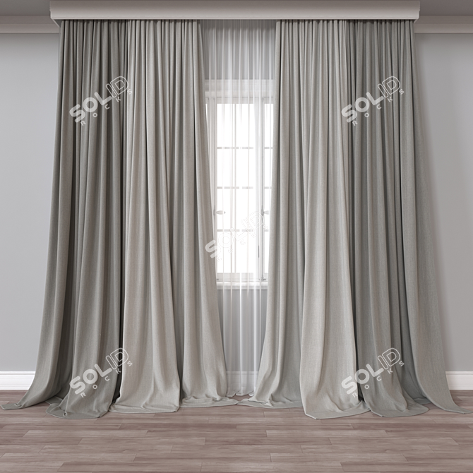 Versatile 3D Curtain Model - Vray, Corona 3D model image 1