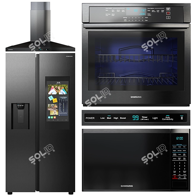 Samsung Black Stainless Kitchen Collection 3D model image 1