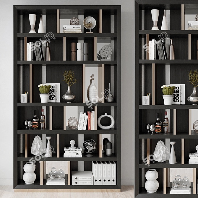 Sleek 3D-Ready Wood Bookshelf 3D model image 1