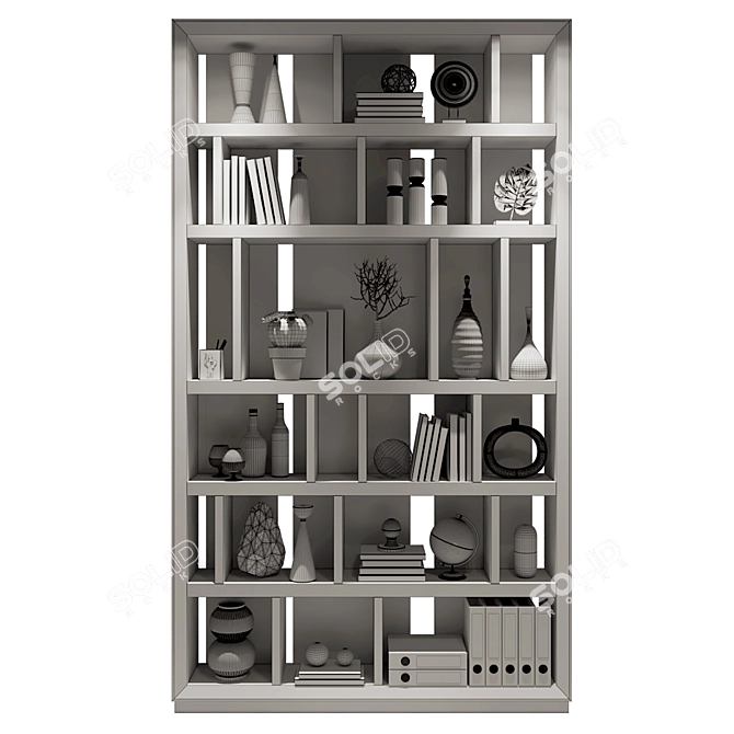 Sleek 3D-Ready Wood Bookshelf 3D model image 2