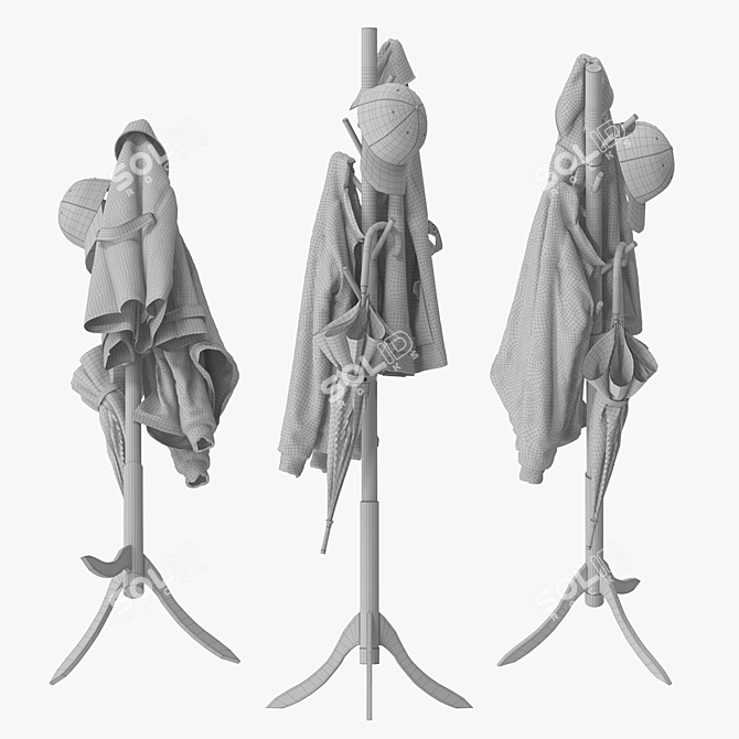 Versatile Coat Rack Stand 3D model image 5