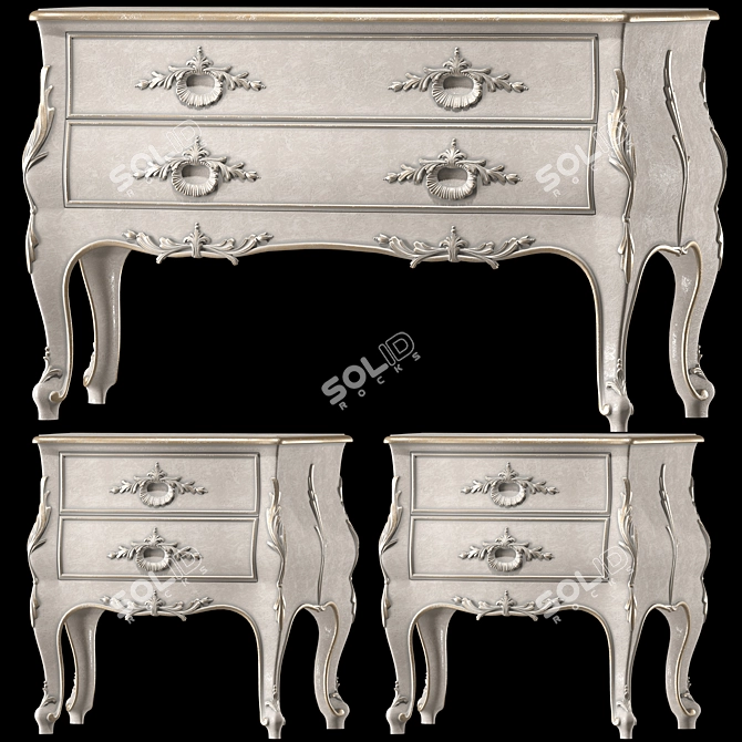 Italian Designer Ivory Nightstand 3D model image 1