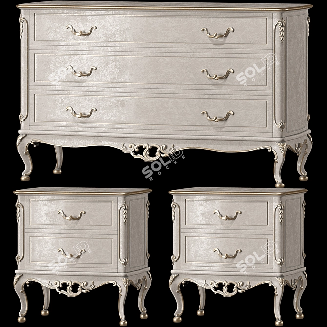 Italian Designer Nightstand and Dresser 3D model image 1