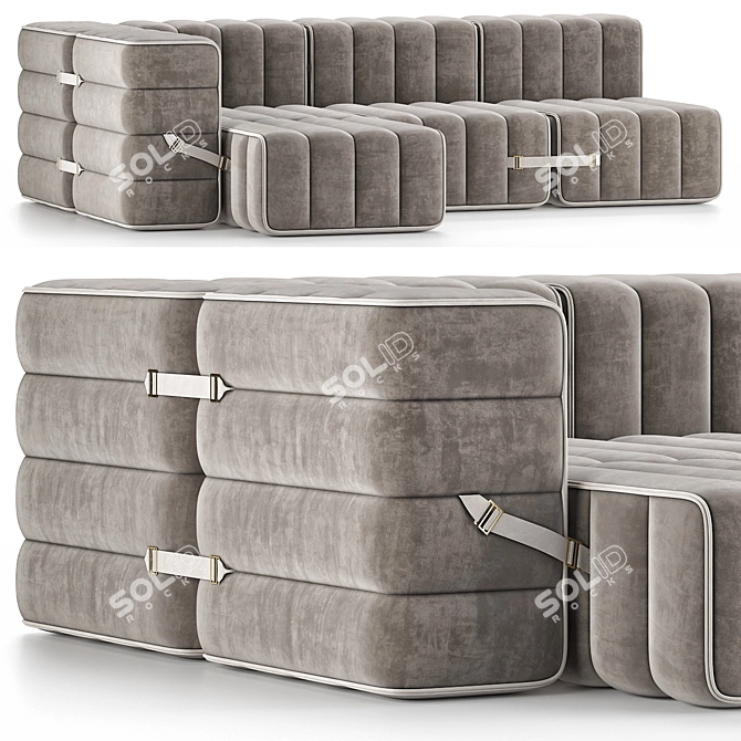 Title: Flexible Small Corner Sofa - Barcelona Cornhusk 3D model image 1