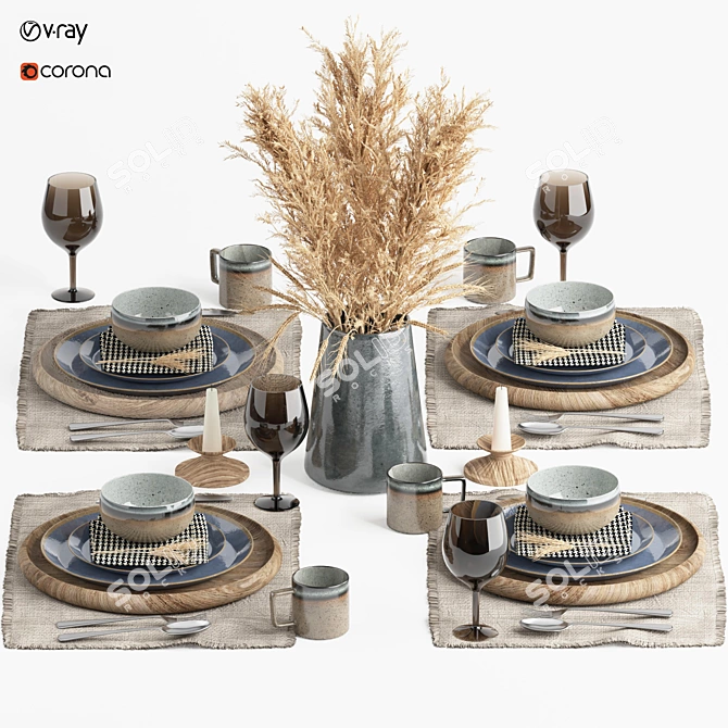  Modern Tableware Set 12 3D model image 1