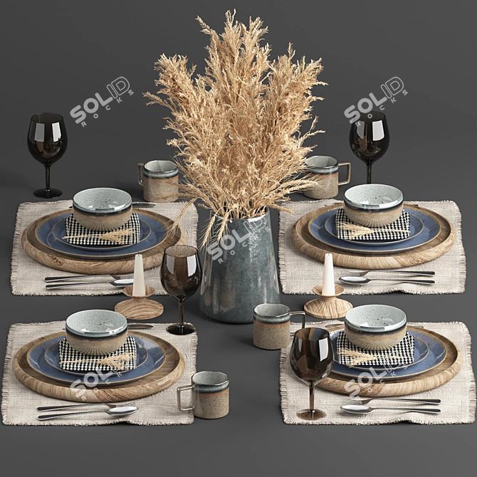  Modern Tableware Set 12 3D model image 2