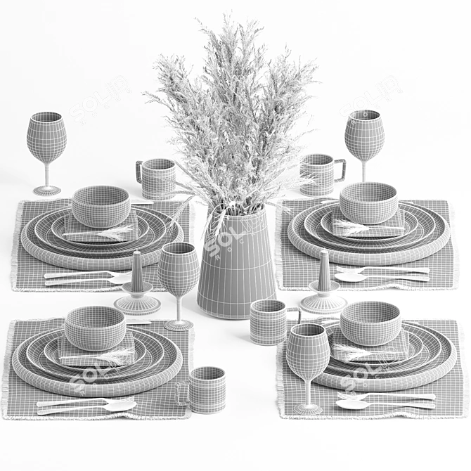  Modern Tableware Set 12 3D model image 5