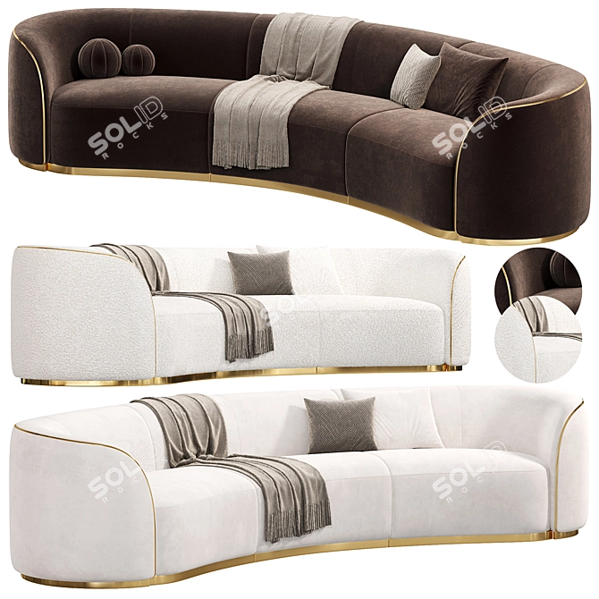 Elegant Pierre Sectional Sofa, Designer 3D model image 1