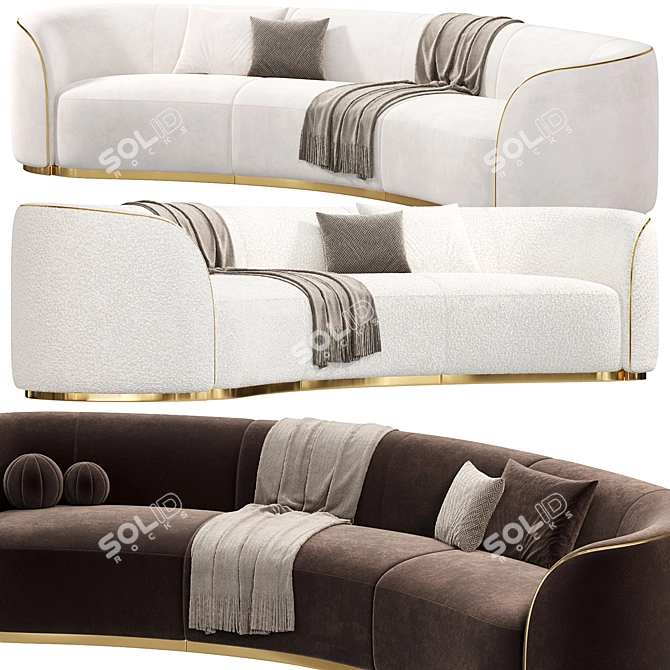 Elegant Pierre Sectional Sofa, Designer 3D model image 2