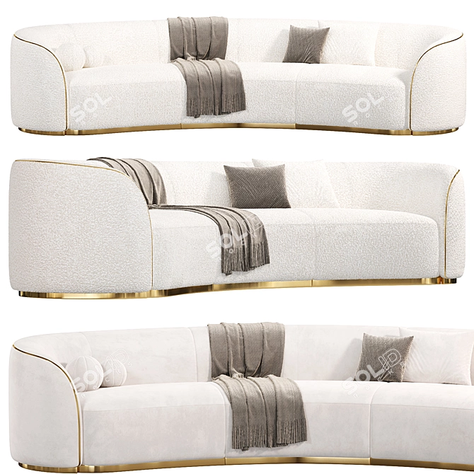 Elegant Pierre Sectional Sofa, Designer 3D model image 3