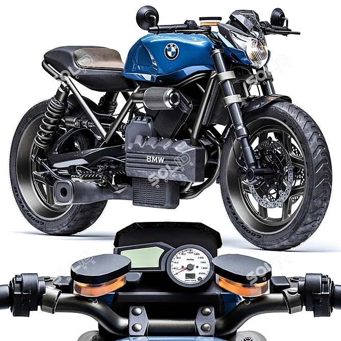 BMW K100 Custom Cafe Racer 3D model image 1