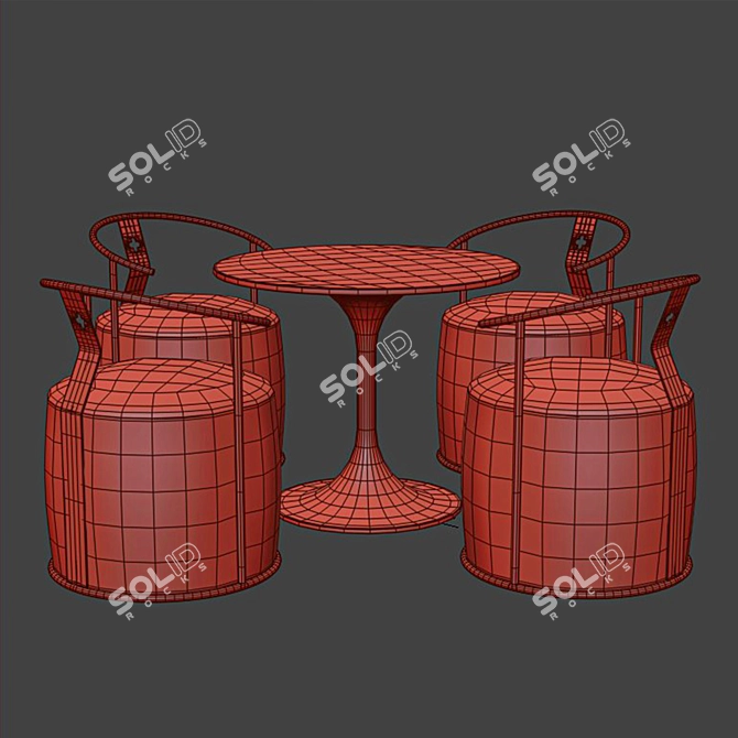 Velvet Gray Chair Gold Accents 3D model image 2