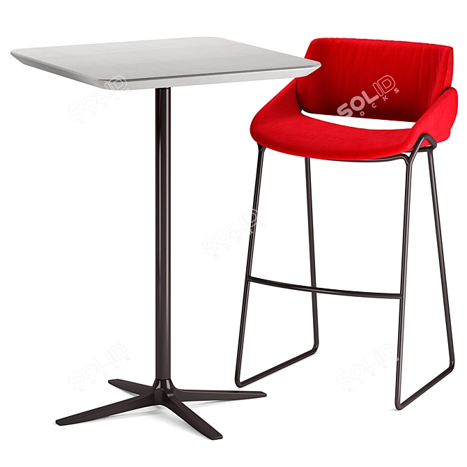 Modern Barstool Set with Tables 3D model image 1