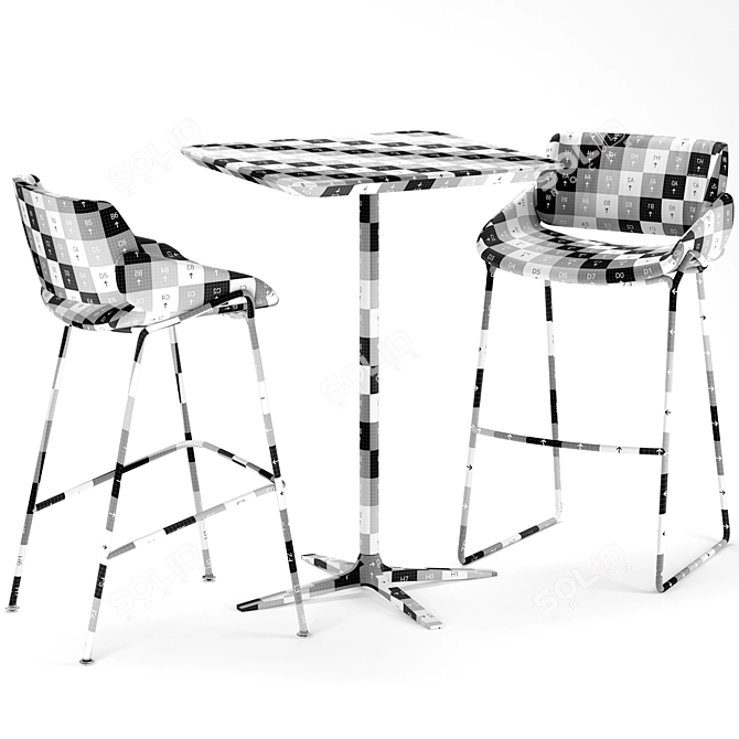 Modern Barstool Set with Tables 3D model image 6