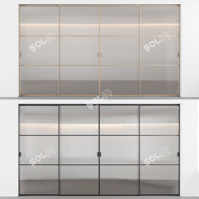 Sliding Doors with Textured Glass 3D model image 1