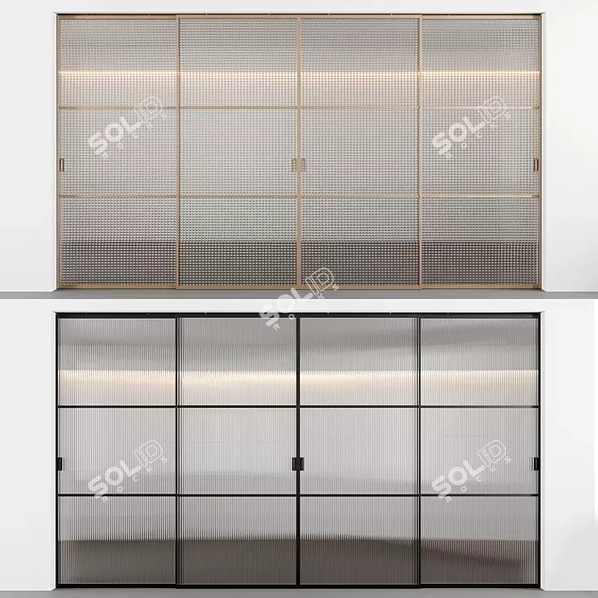 Sliding Doors with Textured Glass 3D model image 8