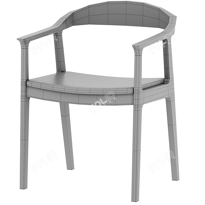 Barolo Gray Wooden Stool 3D model image 4