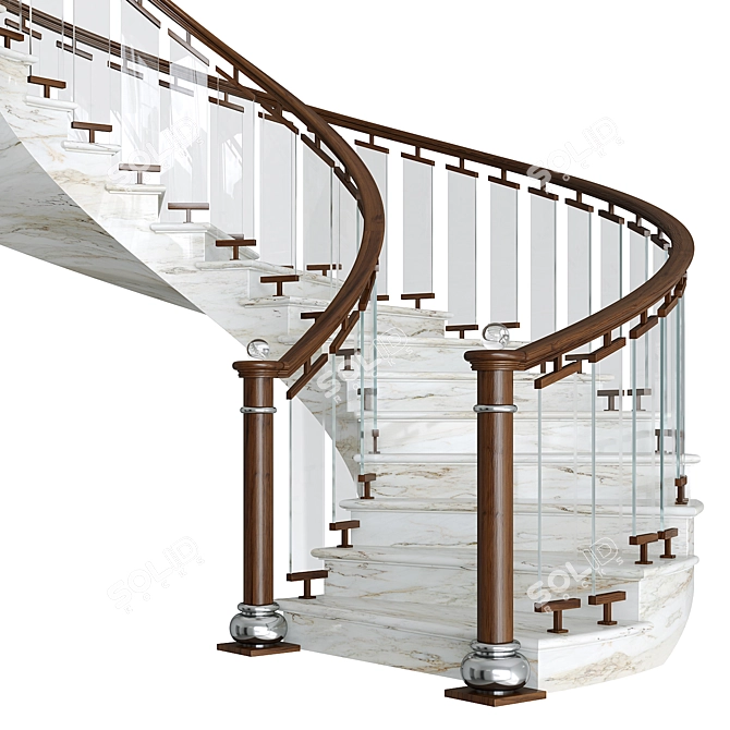 Modern Metal Glass Spiral Staircase 3D model image 2