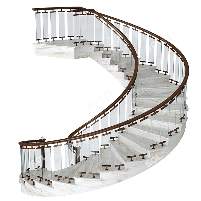 Modern Metal Glass Spiral Staircase 3D model image 3