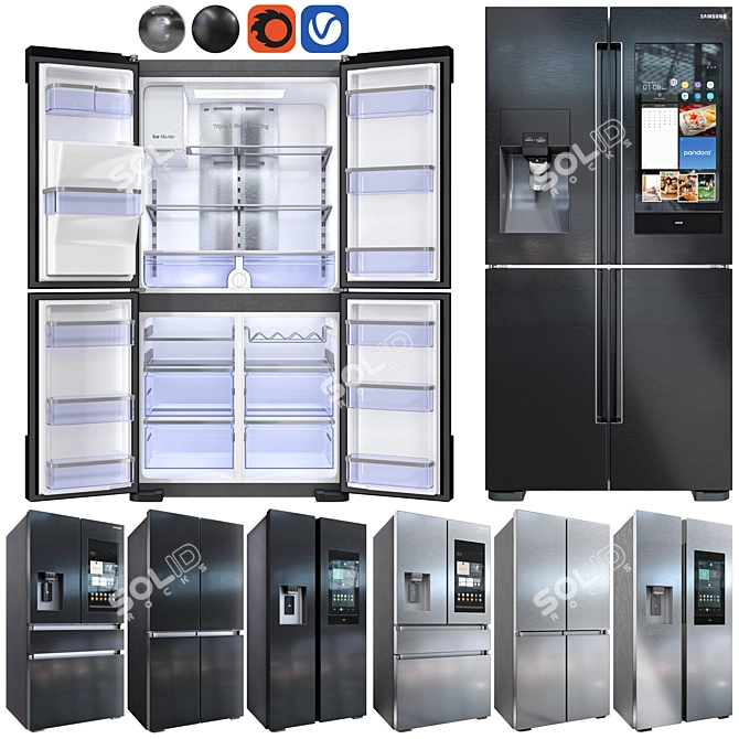 Samsung Fridge Bundle Set 3D model image 1