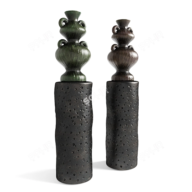 Vintage Ceramic Vases Set 3D model image 4