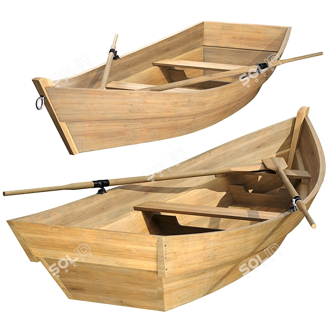 Handcrafted Wooden Model Boat 3D model image 1