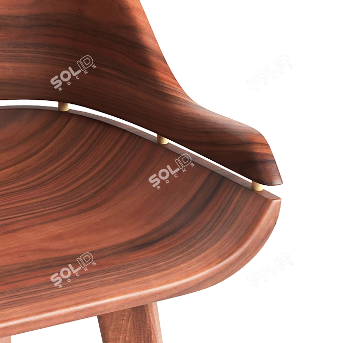 Solid Walnut Kurf Stool 3D model image 2