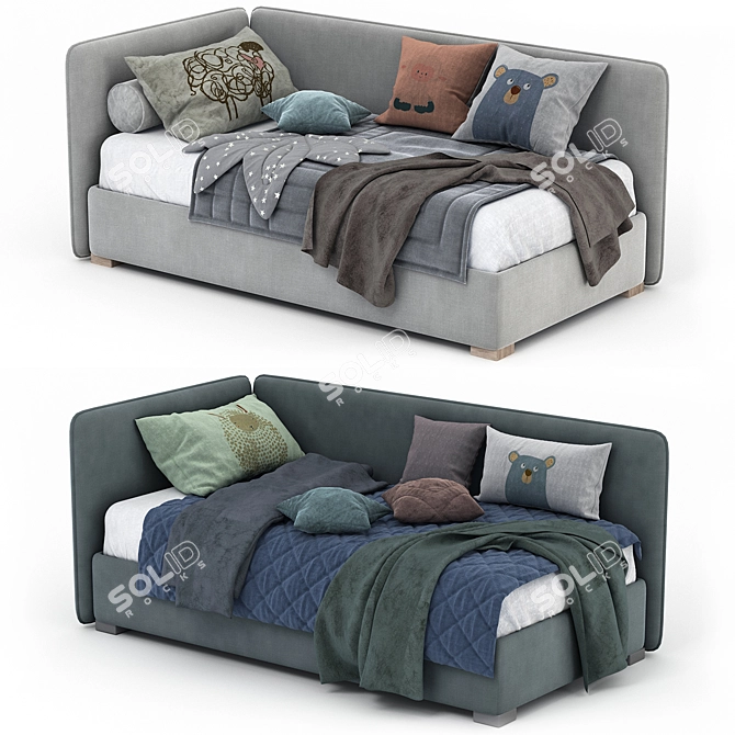 Modern Minimalist LEVEL SLIM Bed 3D model image 1