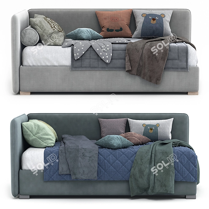 Modern Minimalist LEVEL SLIM Bed 3D model image 2