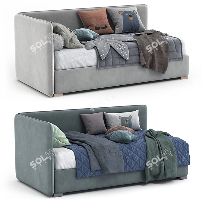 Modern Minimalist LEVEL SLIM Bed 3D model image 3