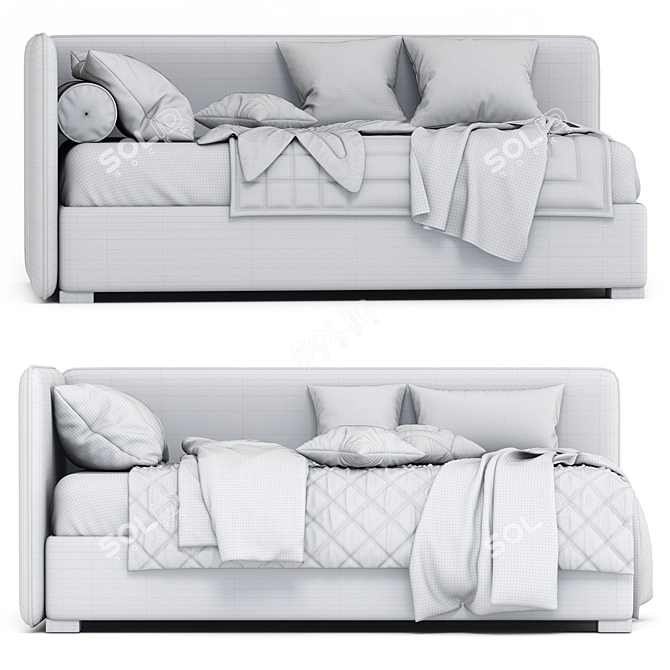 Modern Minimalist LEVEL SLIM Bed 3D model image 4