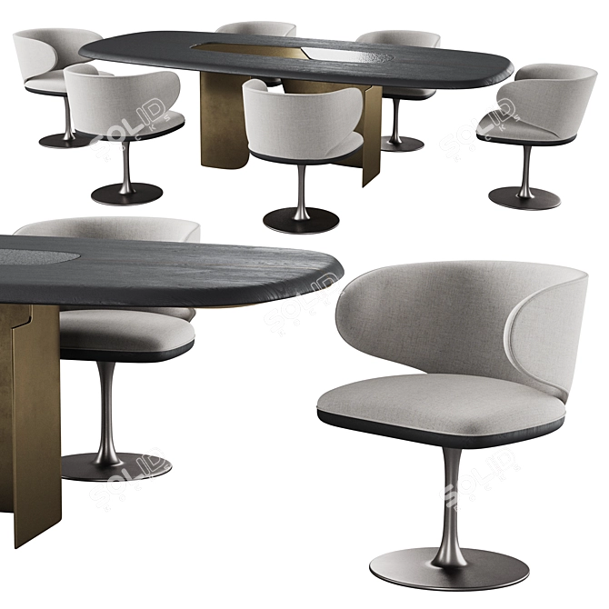 Sleek Modern Dining Set Ensemble 3D model image 1