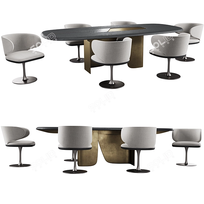 Sleek Modern Dining Set Ensemble 3D model image 3