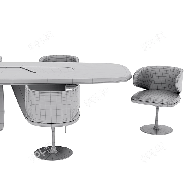 Sleek Modern Dining Set Ensemble 3D model image 5