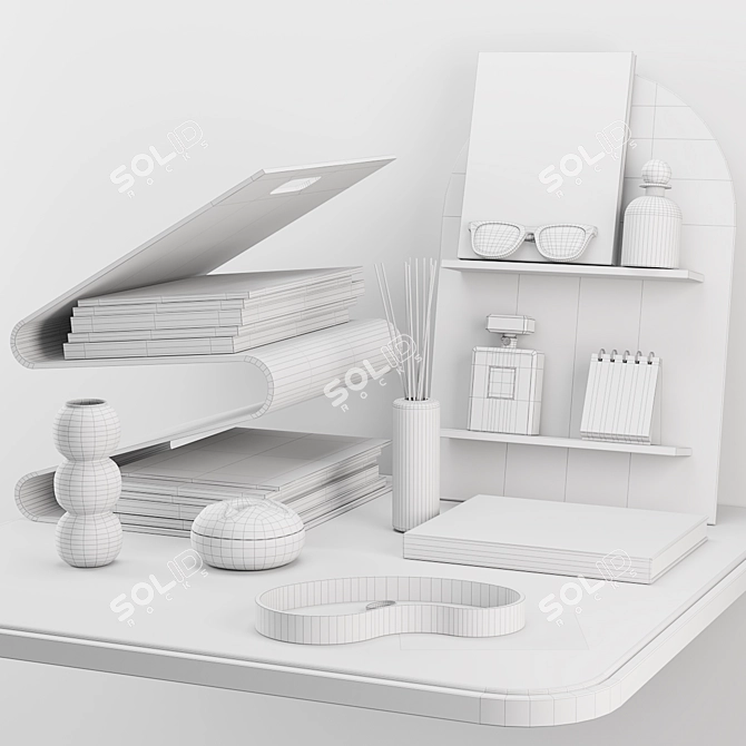 Modern Acrylic Desktop Shelf Set 3D model image 2