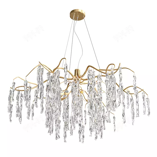 Elegant 8-Light Willow Chandelier 3D model image 1