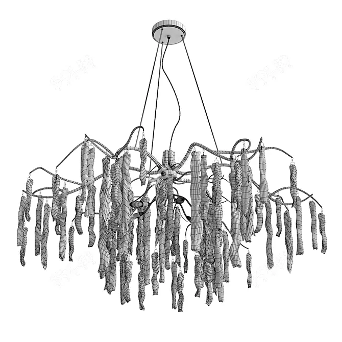 Elegant 8-Light Willow Chandelier 3D model image 3