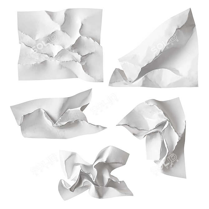 Crumpled Paper Sheets 3D model image 1