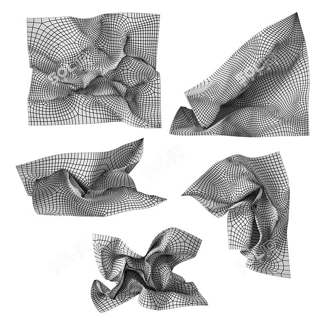 Crumpled Paper Sheets 3D model image 2