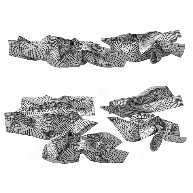 Crumpled Paper Sheets 3D model image 4