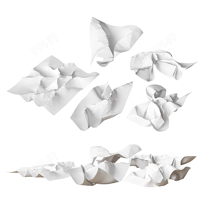 Crumpled Paper Sheets 3D model image 5