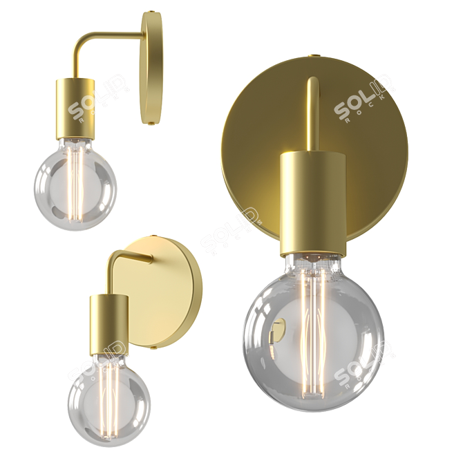 Sleek Brass Wall Bracket Light 3D model image 1