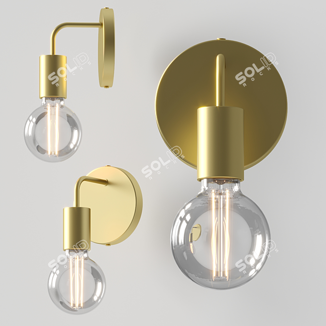 Sleek Brass Wall Bracket Light 3D model image 2