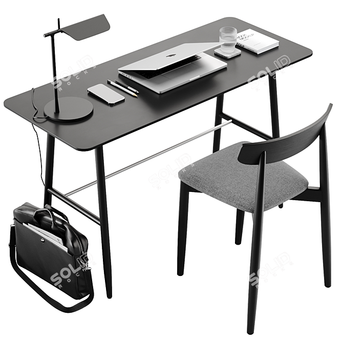 Modern Work Station Set 3D model image 1