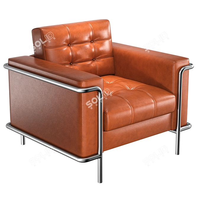 Luxury Cognac Leather Chair 3D model image 1