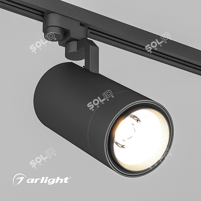 Adjustable Track Cylinder Spotlight 3D model image 1