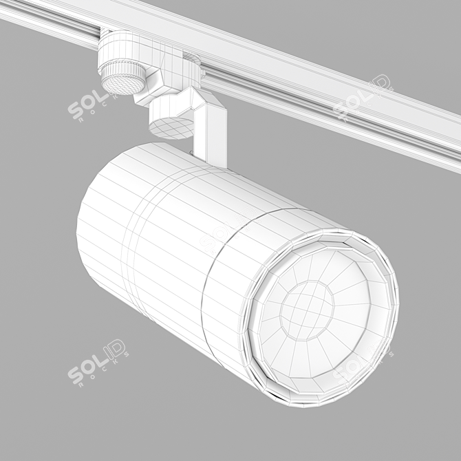 Adjustable Track Cylinder Spotlight 3D model image 3