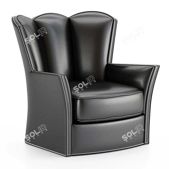 Modern Black Leather Club Chairs 3D model image 1