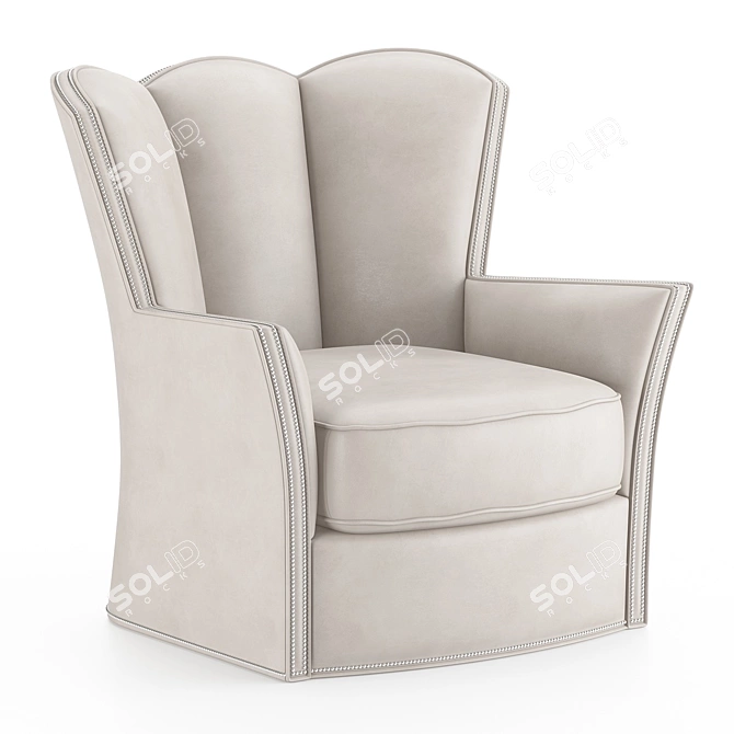 Modern Black Leather Club Chairs 3D model image 2