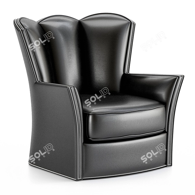 Modern Black Leather Club Chairs 3D model image 4